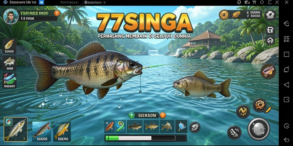 Tampilan gameplay memancing yang menarik dan realistis dalam 77SINGA.