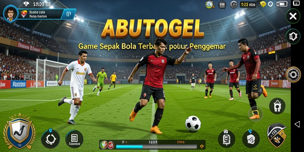 Screenshot utama <strong>ABUTOGEL</strong> menampilkan aksi permainan sepak bola yang seru.