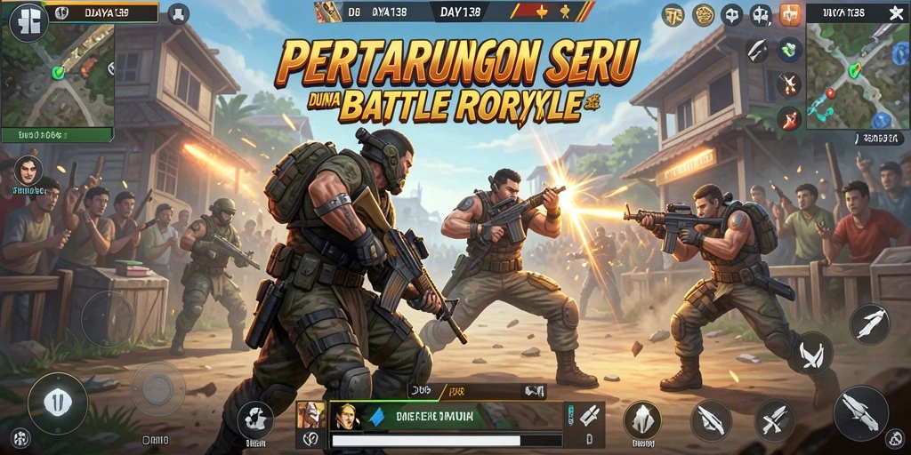 Tampilan gameplay seru dalam permainannya, menunjukkan aksi Battle Royale.