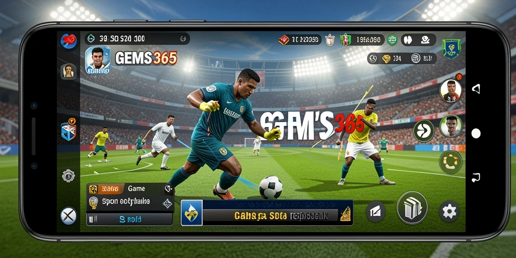 Tampilan utama GEMS365 menampilkan aksi seru olahraga.